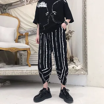 

Spring New Harem Pants Men's Fashion Printing Elastic Waist Casual Trousers Man Streetwear Trend Wild Loose Hip Hop Pants Male