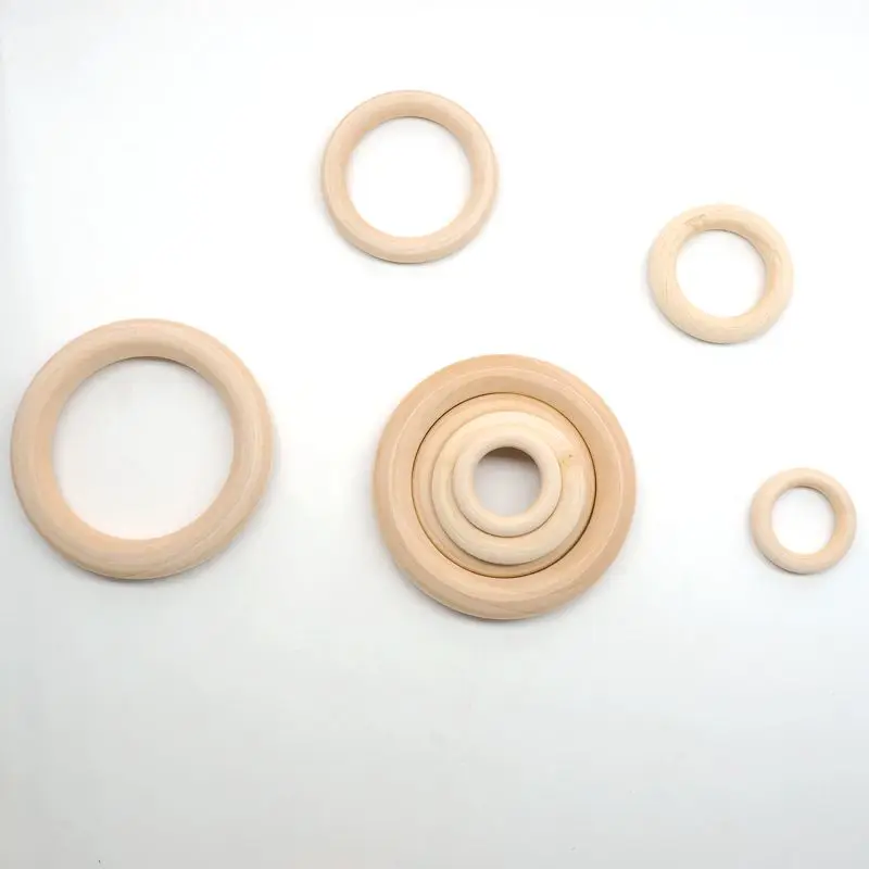 

Chenkai 5.5cm 100PCS Natural Wood Unfinished Wood Rings Wooden Teethers For DIY Infant/Baby Necklace Bracelet Accessories