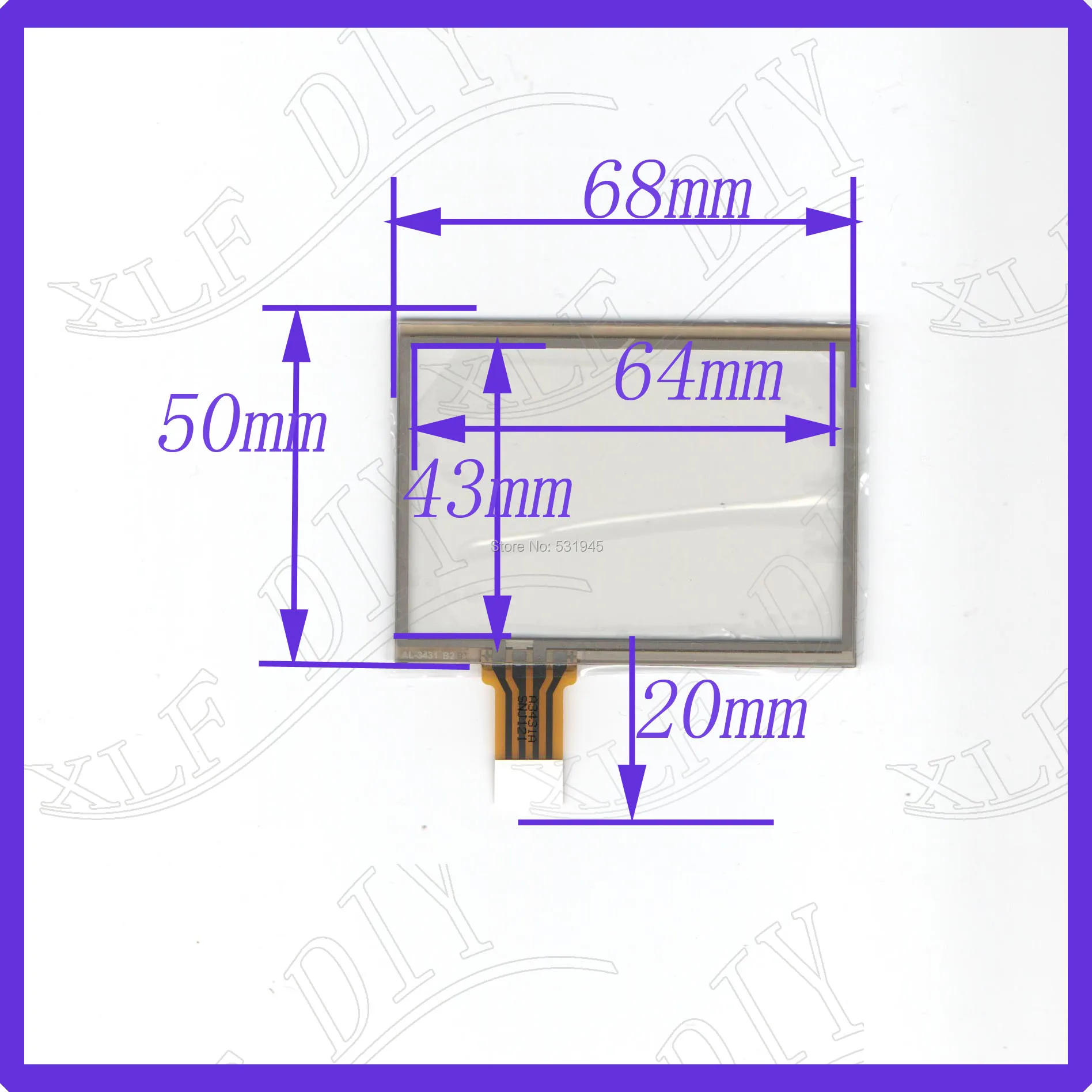 

ZhiYuSun 3.5inch resistance touch panel 68*50mm Navigator screen 68mm*50mm this is compatible