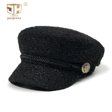 Joejerry твидовый козырек Военная Кепка Женская Бейсболка Бейкер мальчик шапка, сезон осень-зима Дамская винтажная французская стильная плоская кепка