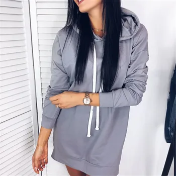 

Women Long Sleeve Hoodie Sweatshirt 2018 Hot Sale Ladies Casual Hooded Tops Jumper Pullover Solid Color Vintage Sweatshirt New