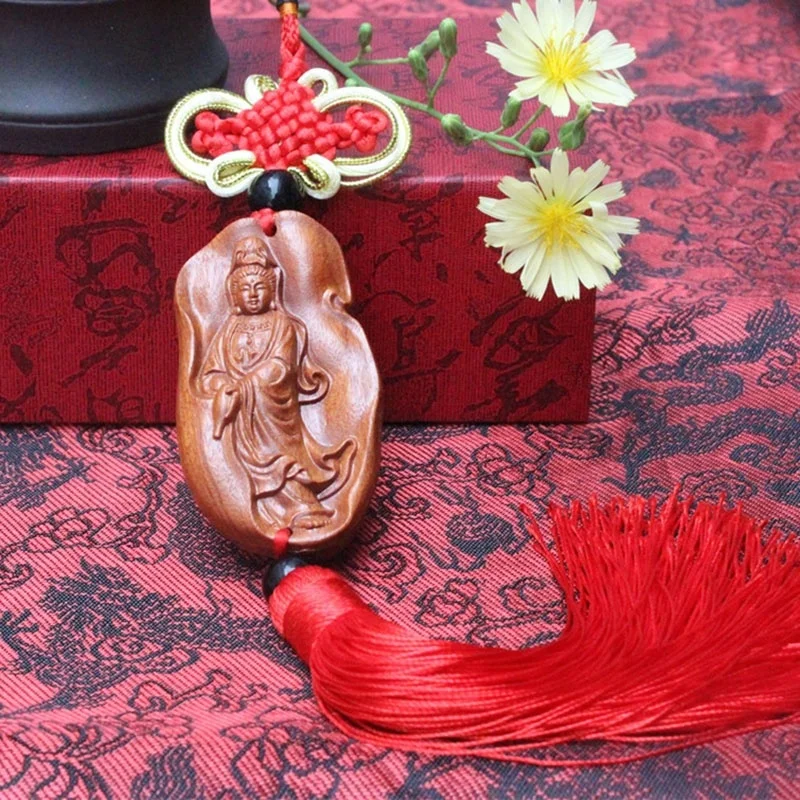

Folk Crafts Guan Yin Pendant Chinese Knot Knotting Car Hang Pour Water Guanyin Song Zi Guan Yin Car Hang Praying for Children