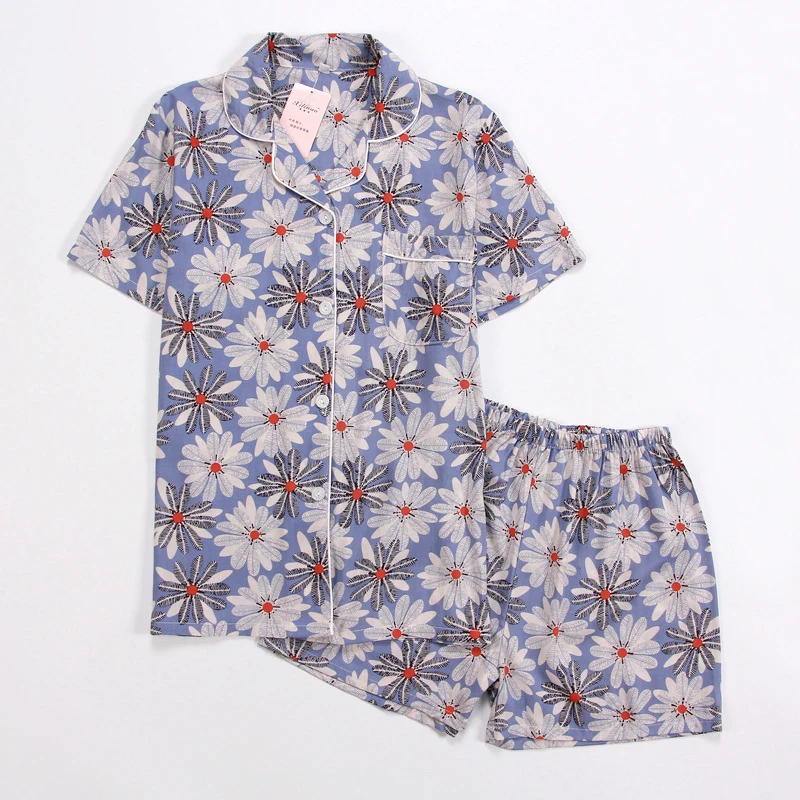 

2019 100% Cotton Japanese Simple Short Pyjamas Women Short Sleeves Ladies Pajama Sets Shorts Cute Printing Sleepwear Homewear