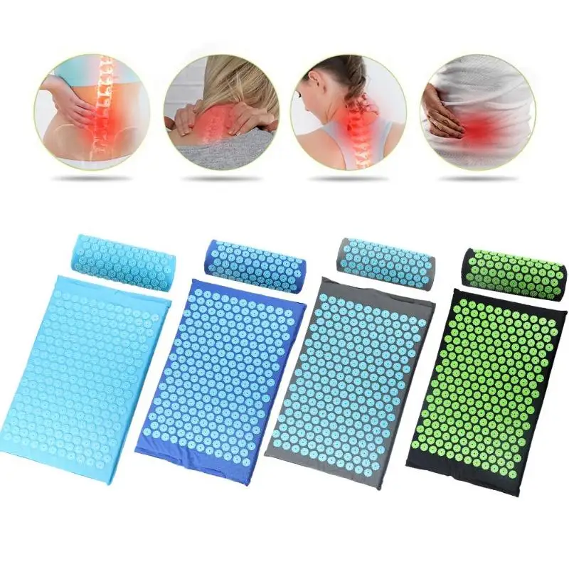 Acupressure Massager Cushion Massage Mat Relaxation Relieve Back Body Pain Spike Mat Acupuncture Massage Yoga Mat with Pillow