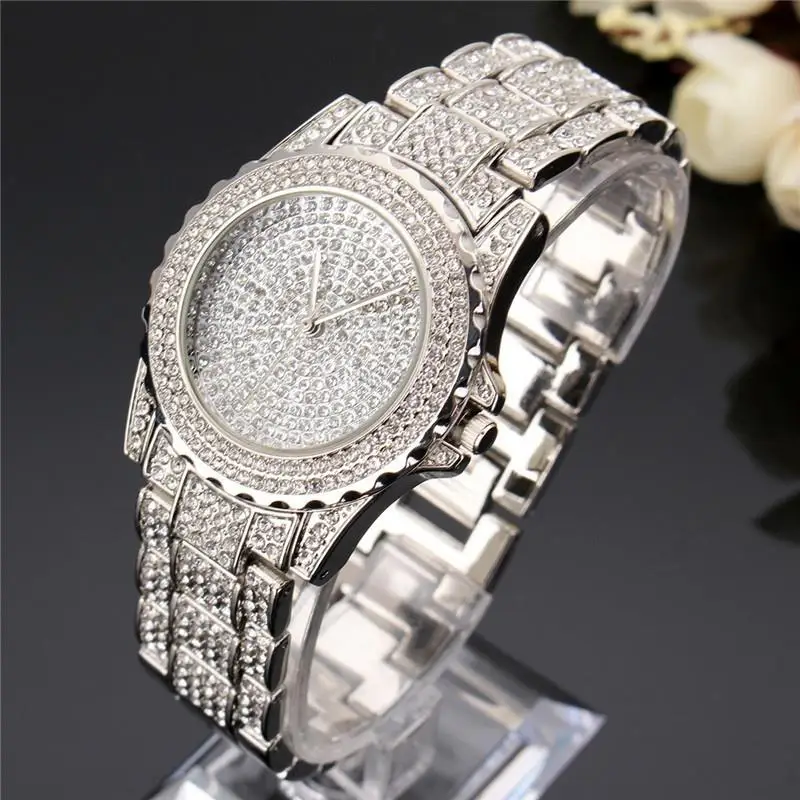 New Arrival Women Diamond Watch Bling Bling Stainless Steel Quartz