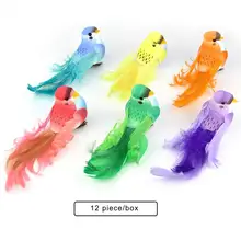 New 12 PCS Artificial Birds With Simulated Feather Green Plants Gardening Decoration Crafts Foam Fake Bird Ornaments Pendant