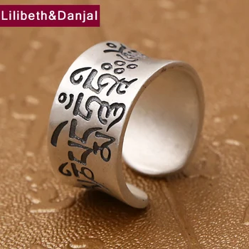 

Buddha Adjustable Ring 100% Real S990 Sterling Silver jewelry for men women Ethnic Tibetan Mantra Scrub Opening Ring 2018 R105