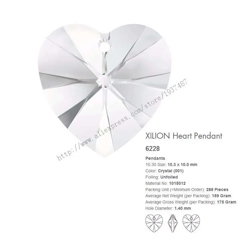 

Ms Betti original swarovski crystals XILION Heart Pendant 6228 10.3x10mm multi colors beads for DIY crystal jewelry accessories
