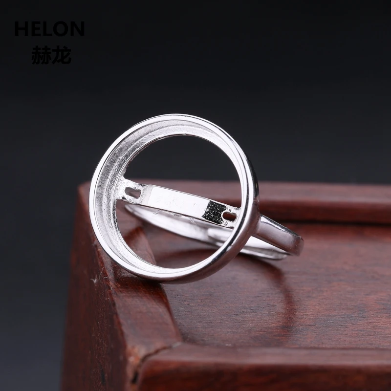 

925 Sterling Silver Women Wedding Ring 13x13mm 14x14mm 15x15mm Round Cabochon Semi Mount Ring White Gold Color Wholesale