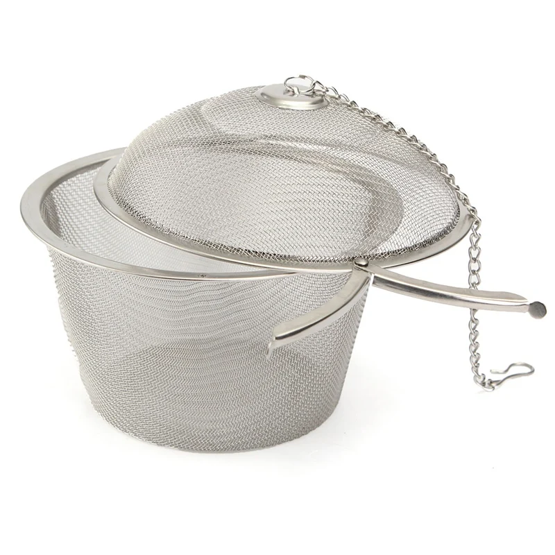 Colador de hierbas de malla inoxidable reutilizable, filtro de bloqueo