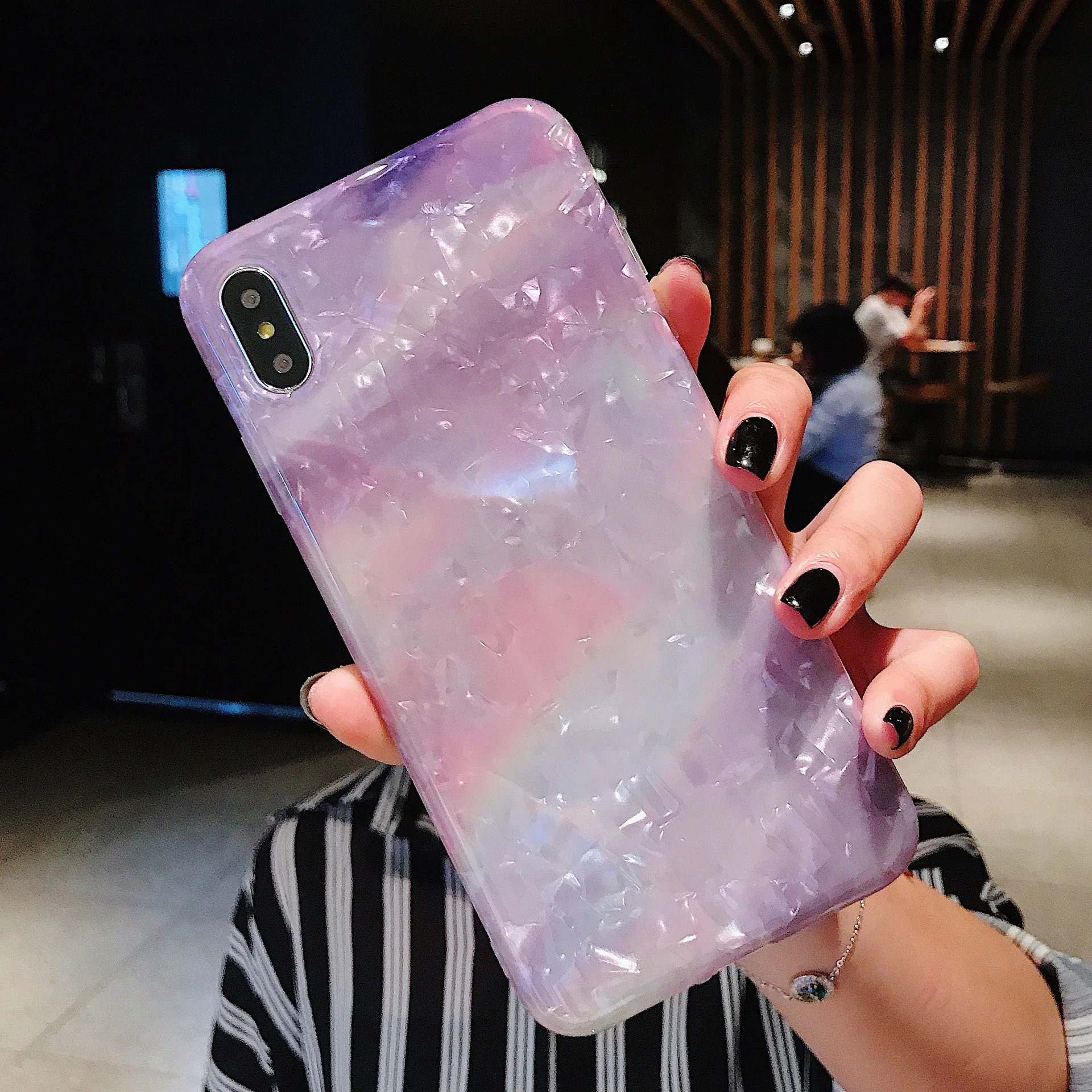 Роскошный мечтательный чехол для телефона с фиолетовым мрамором iPhone 7 Puls 6 6S 8 X XS XR