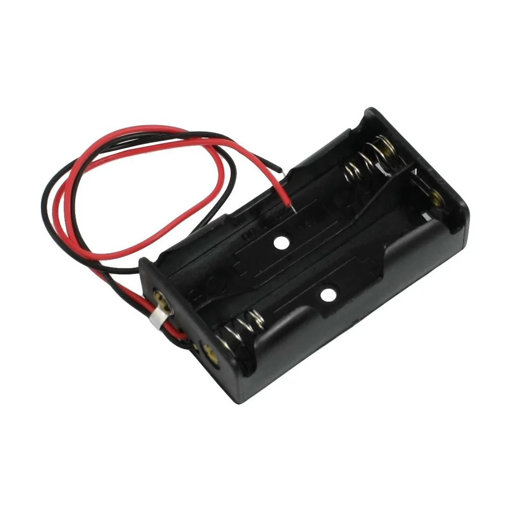 

FFYY-SODIAL(R) Black Plastic 2 x 1.5V AA Battery Lead Wired Cell Case Box