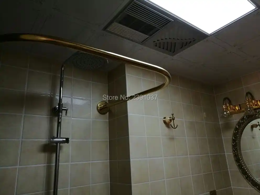2019 U Shaped Curved Shower Curtain Rod Gold Stainless Shower