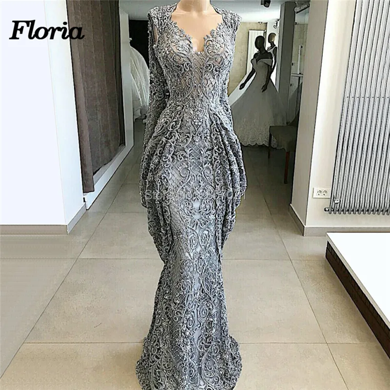 Серое мусульманское вечернее платье Vestido de festa Дубай дизайн Длинные вечерние платья Арабский исламский Новое праздничное вечернее платье