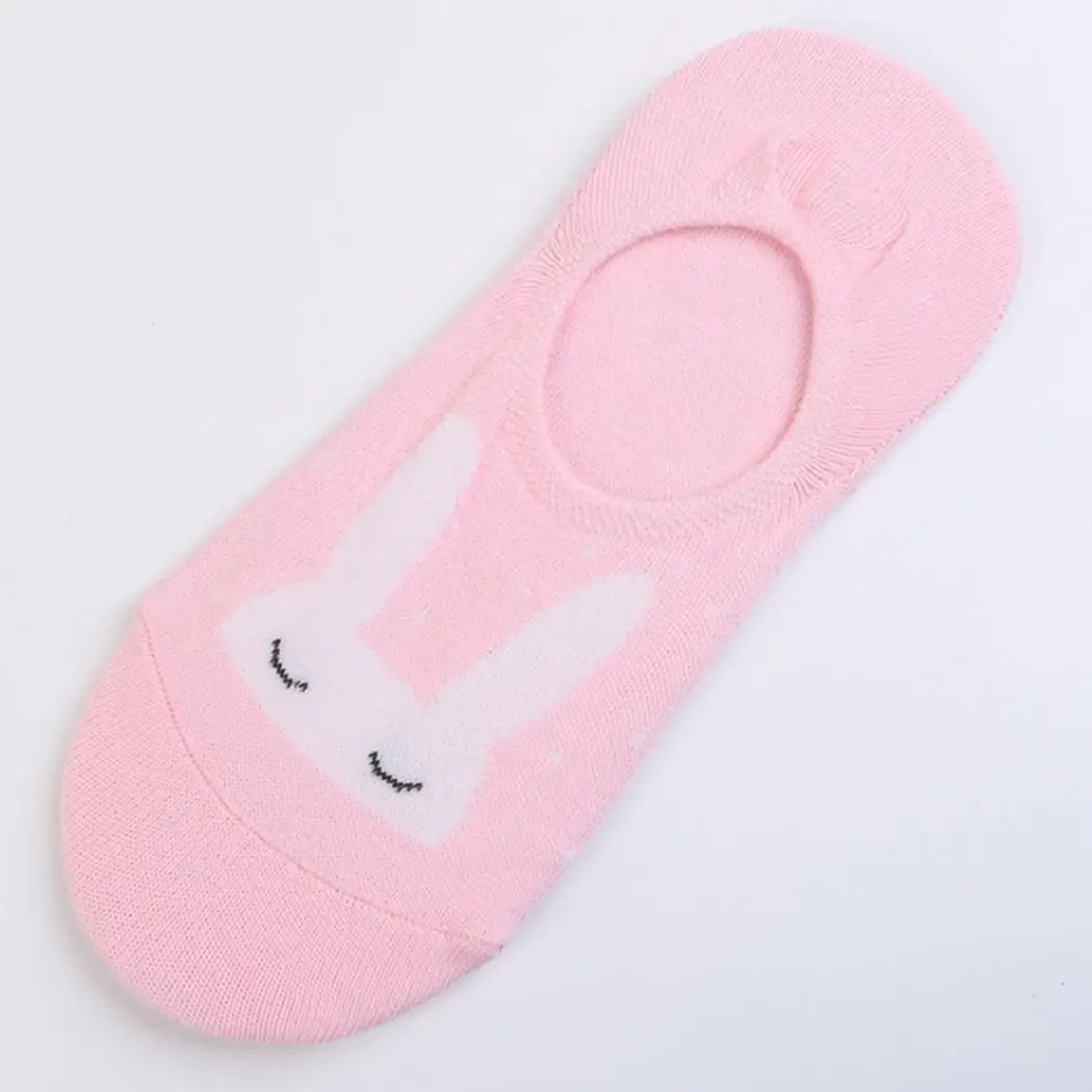 

Women Sweet Cartoon Bunny Socks Comfortable Rabbit Medium All Season Jacquard Cotton Girls Invisible Boat Socks