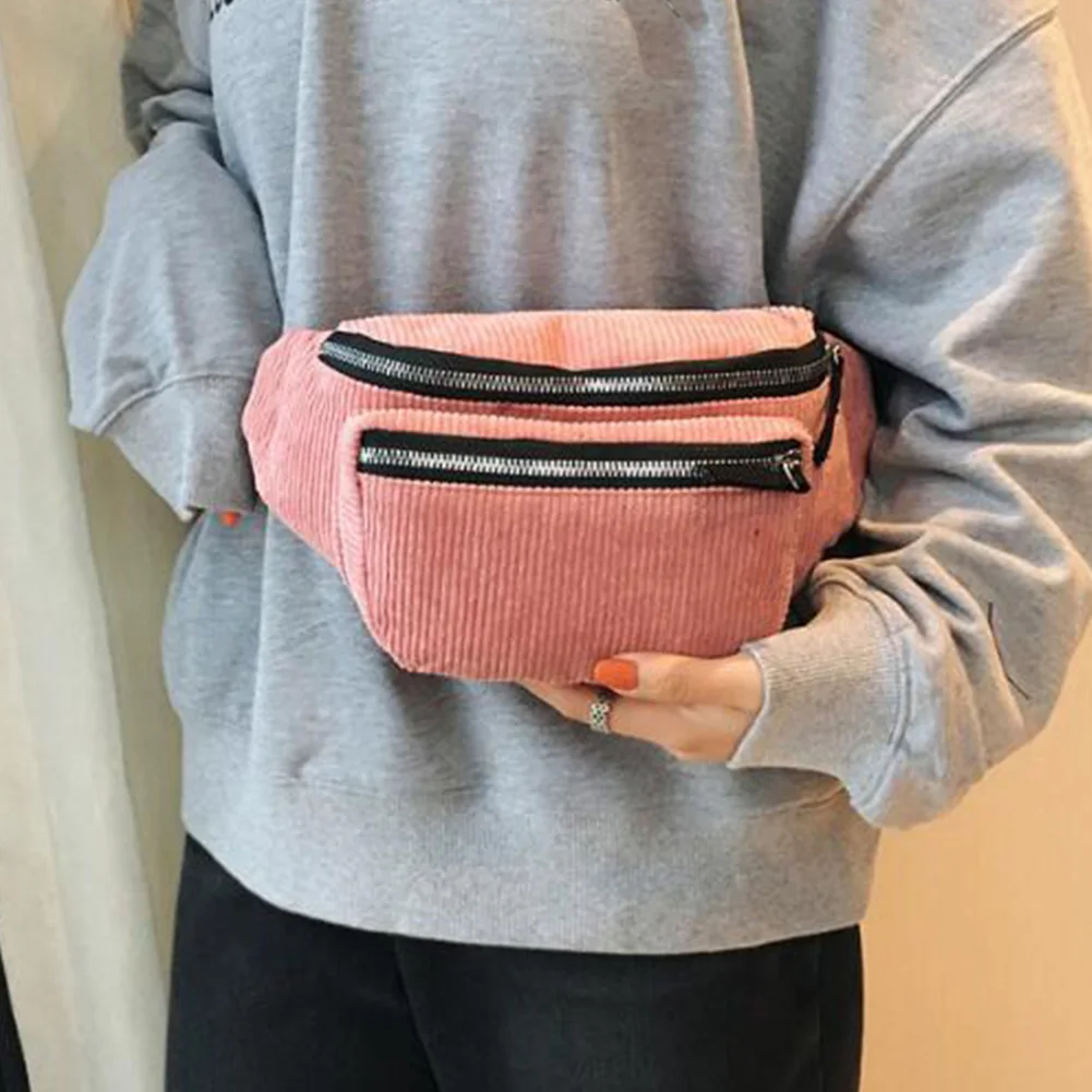 Canvas Waist Bag Unisex Zipper Chest Street Sport Casuale Fanny Pack Girl Boy Belt Bags Fashion Phone B90,Purple