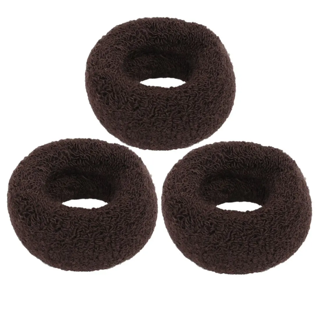 

3Pcs Hair styling Dark Brown Terry Ponytail Holder 1.6" Wide Stretchy Hair Band