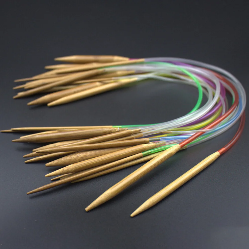 

Lemonbest Multicolor Tube Circular Carbonized Bamboo Knitting Needles 60cm - 120cm Crochet Hooks Set Sewing Tools 18pcs