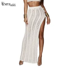 Модные открытые сексуальные юбки с разрезом, женские летние Облегающие юбки в стиле ампир, пляжные Клубные юбки в пол