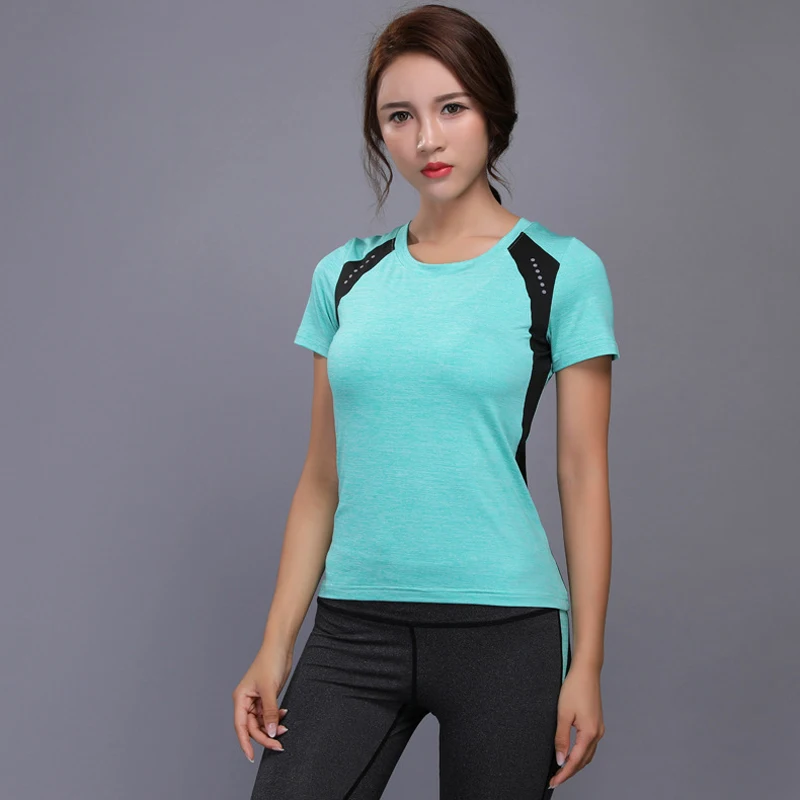 Camiseta com Elástico Camiseta Feminina Esportiva Fitness Manga Curta Yoga Academia Corrida Topo
