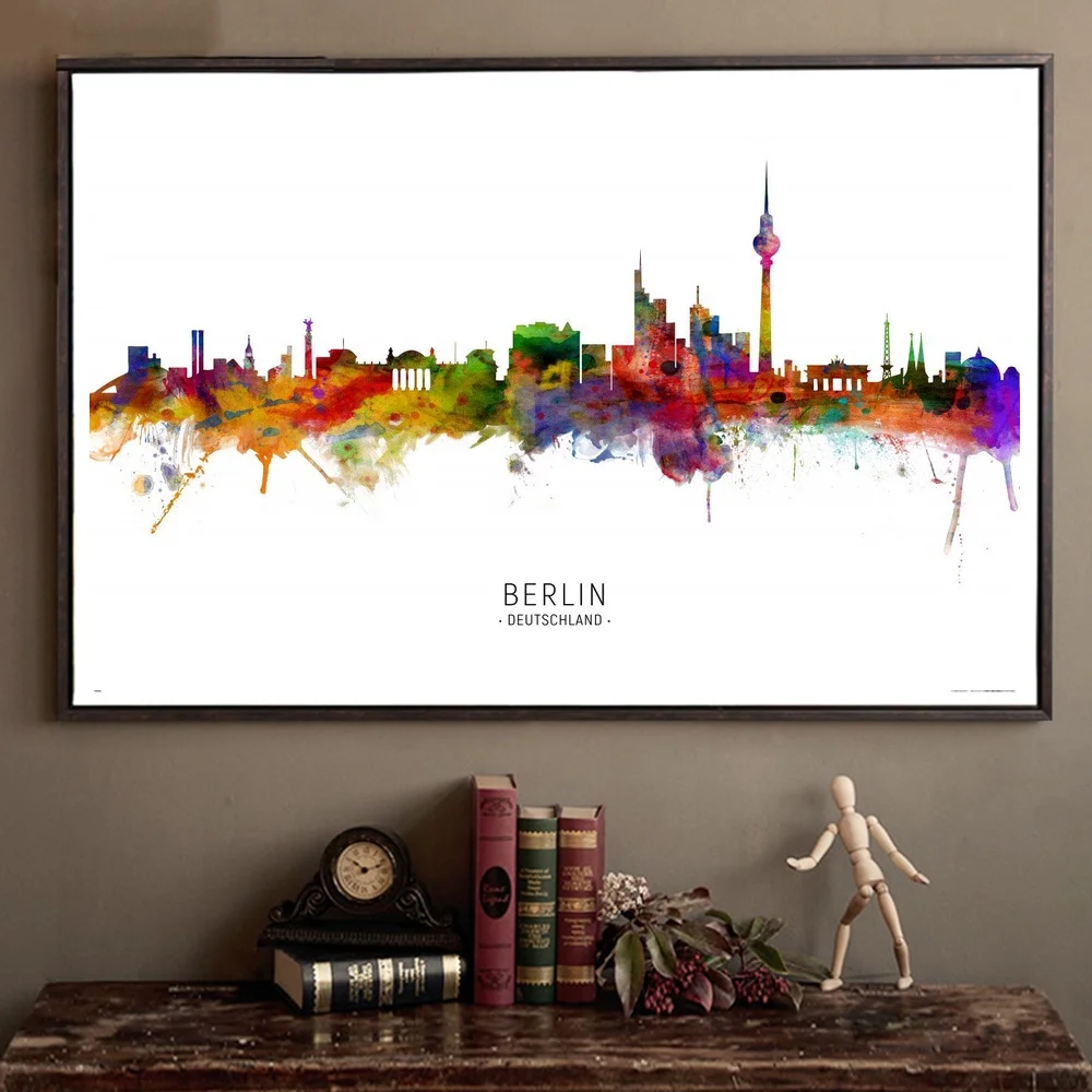 

Berlin Cologne Frankfurt Hamburg Munich Germany City Landscape Map Art Canvas Poster Wall Picture for Living Room No Frame