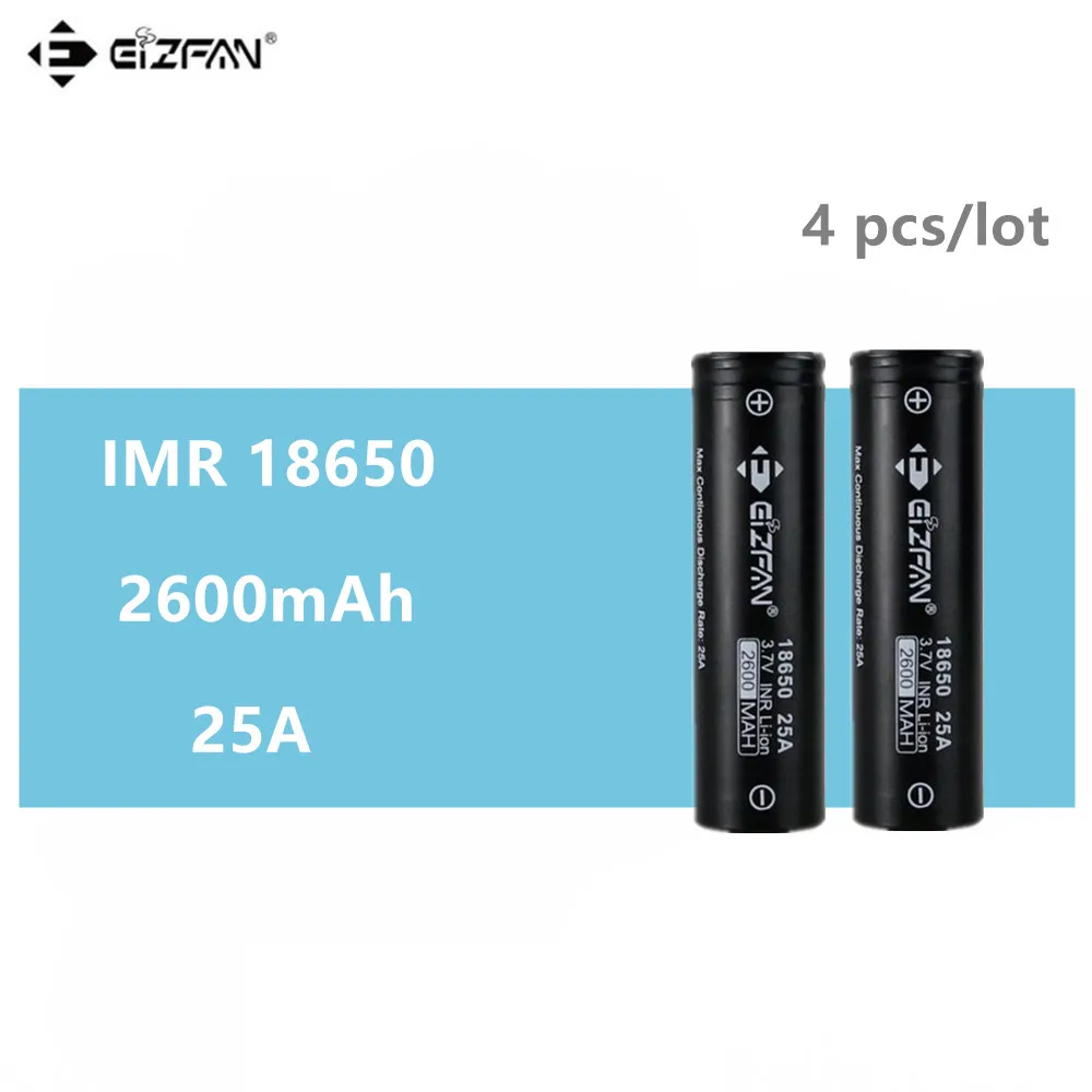EIZFAN IMR 18650 2600 мАч 25A литиевая батарея EFAN для Voopoo Drag SMOK Alien Vaporesso Revenger Vapor Storm Vape Box Mod E19 |