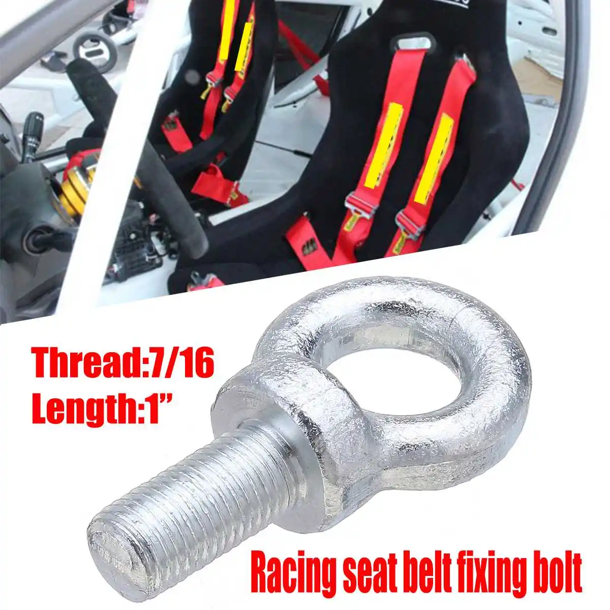 

Seat Belt Harness Racing Fixing Hole Fixing bolt Eye Bolts 1" Length 7/16 Thread