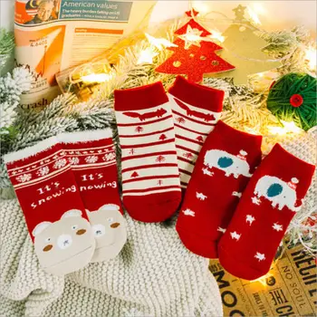 

3Pair Xmas Baby Boys Girls Cotton Socks Toddler Infant Kids Christmas Socks