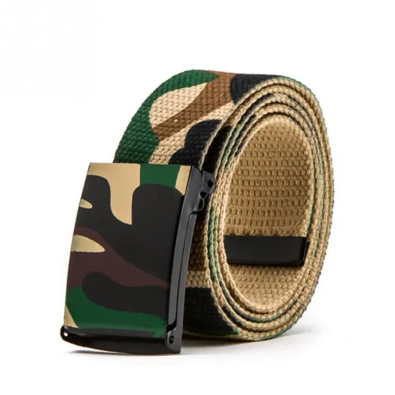 

Man Woman Camouflage Print Casual Belt Couples Canvas Smooth Buckle Waist Adjustable Belt