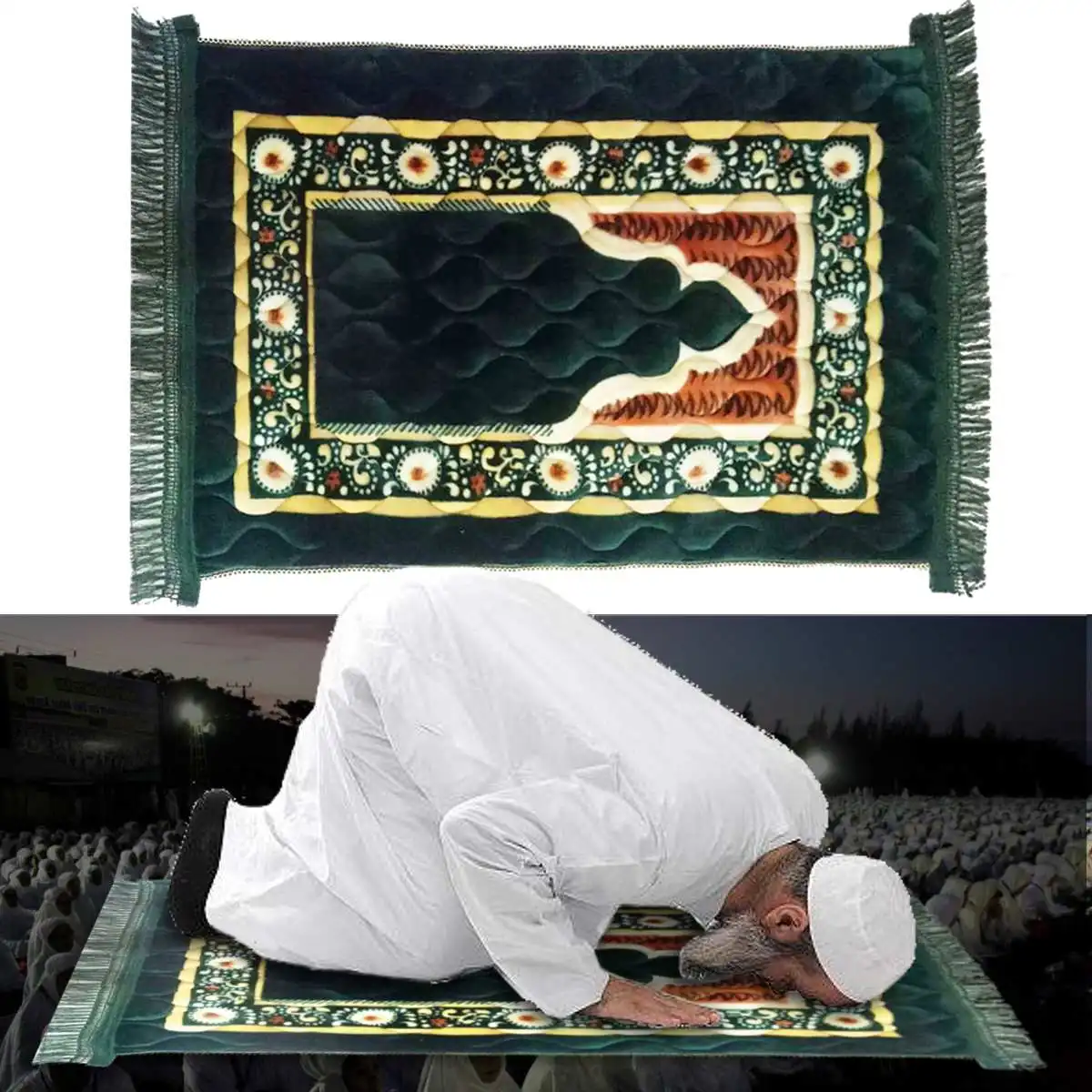 

80X120CM Islam Prayer Rug Velvet Weave Muslim Prayer Carpet Anti-skid Musallah Prayer Mat Blanket Islam Praying Mat
