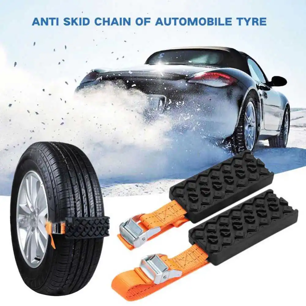 

2Pcs Universal Car Wheel Tire Tyre Anti-Skid Snow Chain Emergency Block Adjustable Anti-skid Safety Double Snap Skid Chains