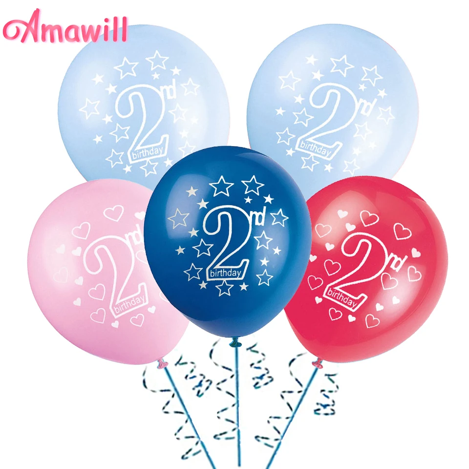 Amawill Ballons En Latex Imprimes Decorations De Fete D Anniversaire Pour Fete Prenatale Pour Garcon Et Fille Pour 2 Ans 75d 10 Pieces Aliexpress
