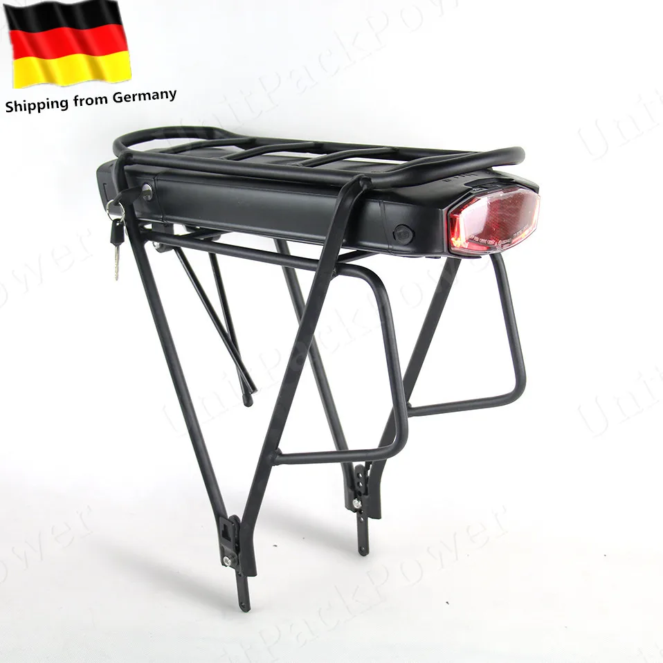 

Free shipping E-Bike rack Battery 36V 17.5Ah 14.5ah Electric Bike Lithium ion Battery use ICR cell with Rack