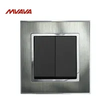 MVAVA 2 Gang 1 Way Push Button Lamp Wall Switch EU/UK Standard Luxury Metal Silver Panel Light Control 220V Free Shipping MVAVA 2 Gang 1 Way Push Button Lamp Wall Switch EU/UK Standard Luxury Metal Silver Panel Light Control 220V Free Shipping