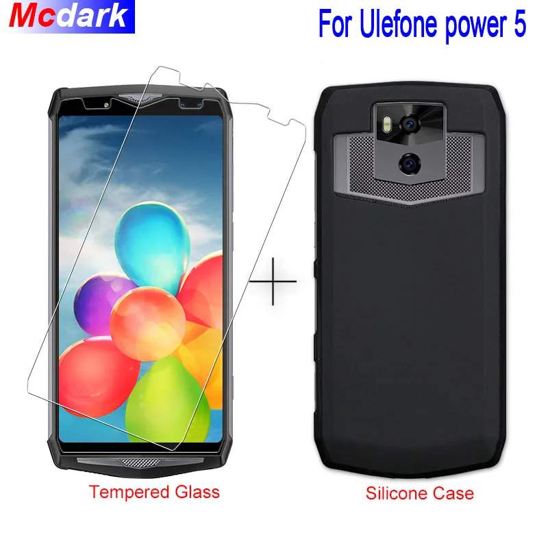 Силиконовый чехол для Ulefone Power 5 + закаленное стекло мягкая прозрачная защитная