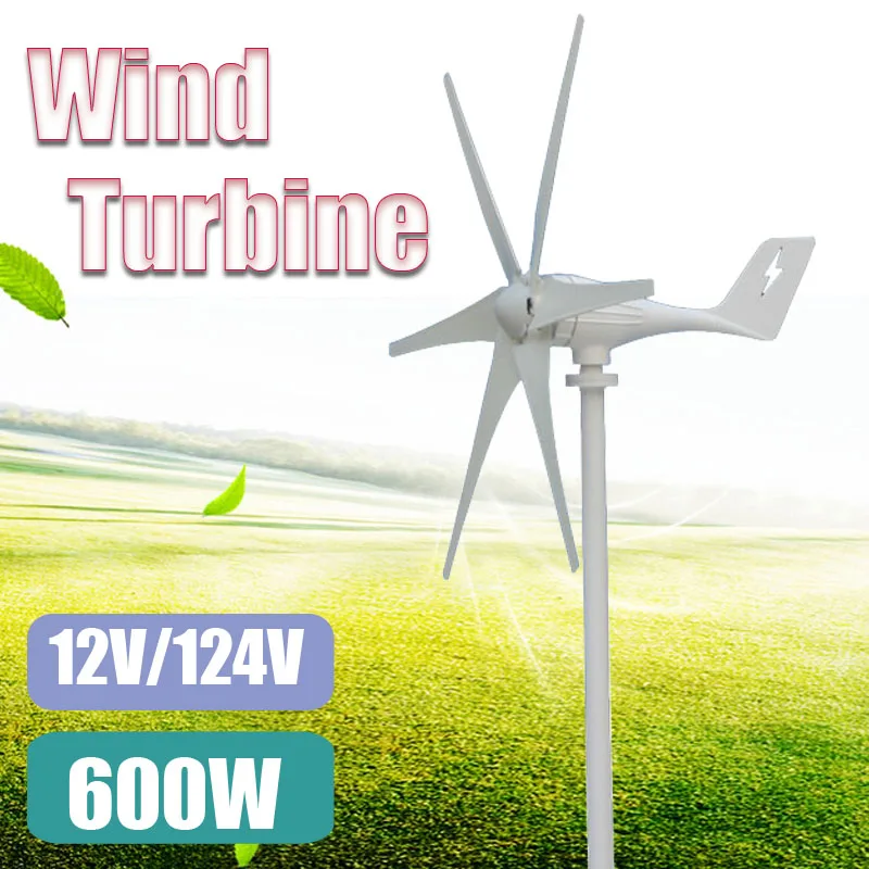 

Real 600W 12V 24 Volt 6 Nylon Fiber Blade Horizontal Home Wind Turbines Wind Generator Power Windmill Energy Turbines Charge