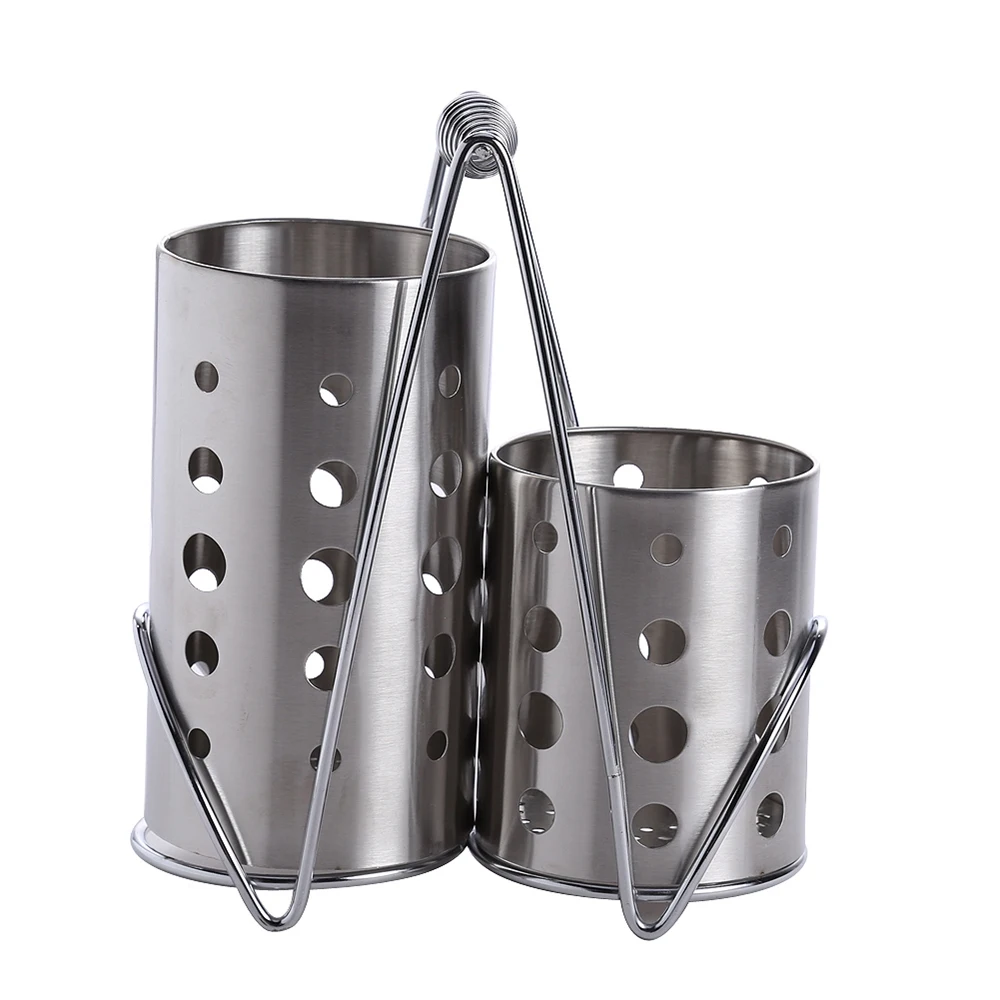 

Stainless Steel Chopsticks Cage Tube Storage Box Drain Rack Kitchen Utensils Organizer Cutlery Drainer Holder