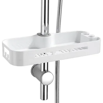 

Storage Shelf for Shower Shelf Soap or Shampoo Holder Shower Post Telescopic ABS Towels Mounting without Drilling, Bathroom Or