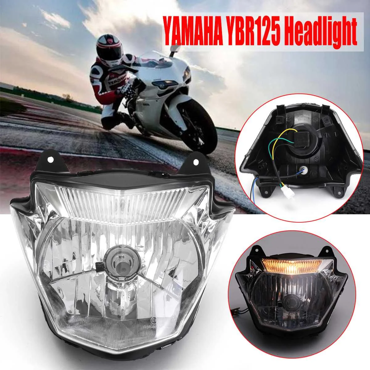 for Yamaha YBR 125 Headlight 12V PC Plastic Motorcycle Front Head Light