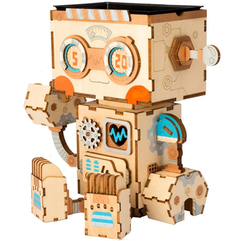 Robotime 3D Деревянный робот головоломка креативная коробка для хранения цветочных
