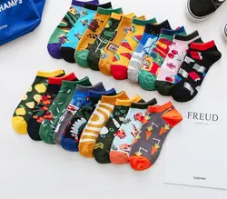 Весенний прилив хлопок носки-башмачки парные носки весело смешной серии 2 сочетание цвета соответствия невидимые носки