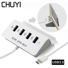 CHUYI USB Hub 3,0 4-Порты и разъёмы USB3.0 высокоскоростной адаптер разветвитель с DC 5 V/2A порт питания для ноутбука PC Phone Примечание