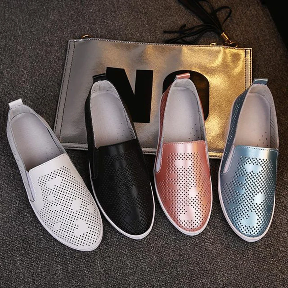 

Fashion Flat Sneakers White Black Hollow Loafers Casual Women Shoes Breathable Hollow Out Female Casual Flats Ladies Footwear