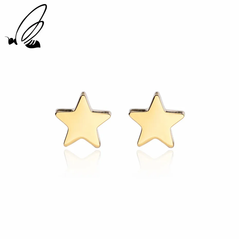 

S'Steel Two-color Gold Silver Color Star Stainless Steel Earrings Punk Stud Earrings 2018 Earings For Women Jewelry Oorbellen