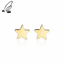 S'Steel Two-color Gold Silver Color Star Stainless Steel Earrings Punk Stud Earrings 2018 Earings For Women Jewelry Oorbellen enfashion double cirlce line earrings gold color earings stainless steel stud earrings for women fashion jewelry oorbellen