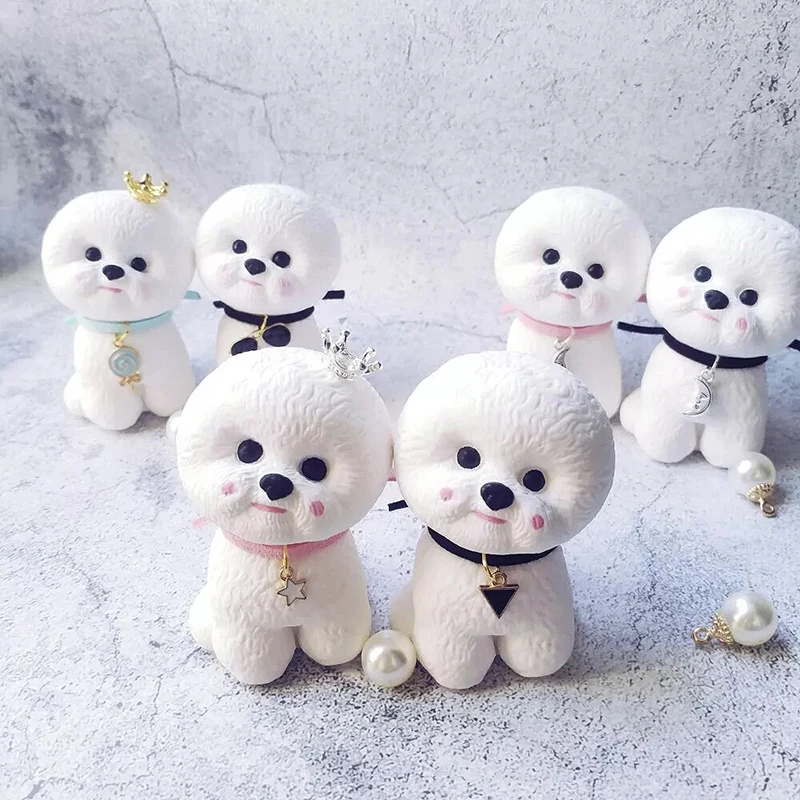 3D супер милый Bichon Frise собака силиконовая форма Lucky dog DIY глиняные инструменты Мыло автомобиль ароматерапия гипсовая декоративная Смола форма