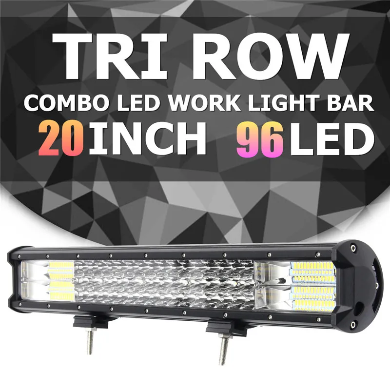 

10-30V 288W LED Tri Row Work Light Bar Spotlight Flood Lamp Combo 20 Inch Driving Offroad LED Work Car Light For Jeep Boat IP67