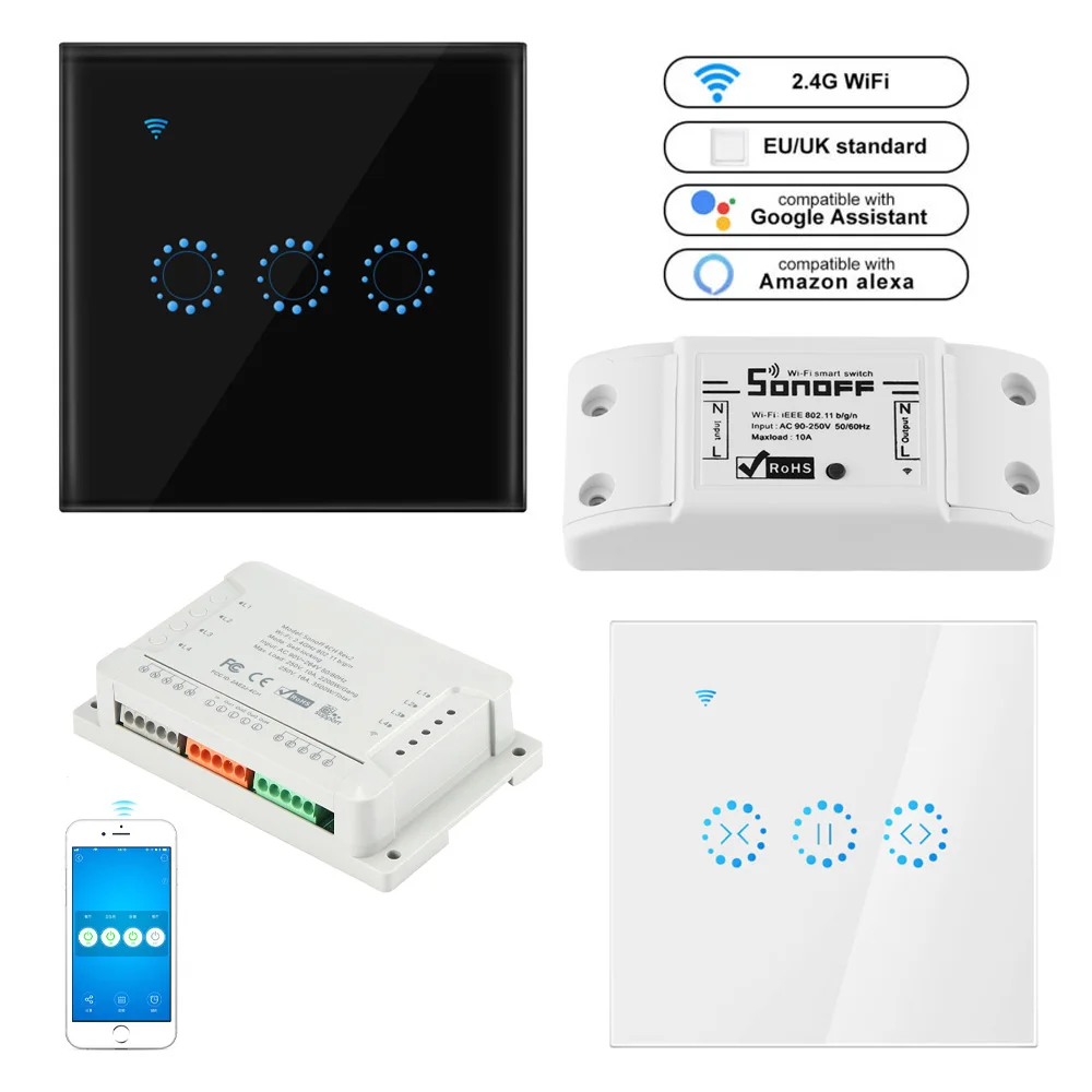 

Smart WiFi Electrical touch Blinds curtain switch APP Voice Control by Alexa Echo For Mechanical Limit Blinds Motor AC110V 220V
