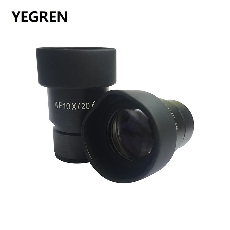 Pair 10X High Eye-point Eyepiece for Stereo Microscope Wide Field 20mm with Rubber Eye Guards WF10X/20 WF10X Ocular Lens