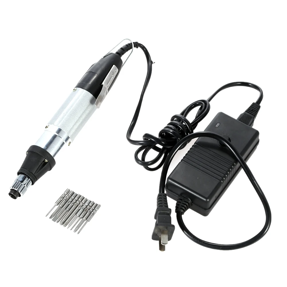 

US Plug AC110-220V Battery Screwdriver DC Powered Electric Screwdriver With 10pcs Bits Stepless Speed Regulation Repair To
